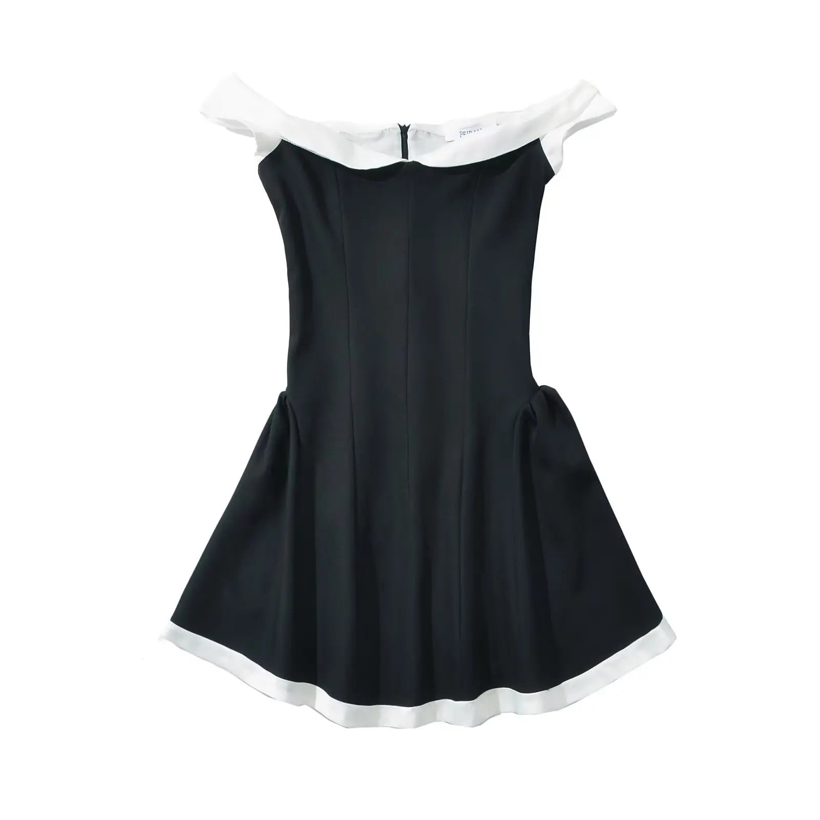 Aiertu  -  Elegant Women Black White Hit Color Sexy Off Shoulder Dress Short Sleeve Summer Evening Party Mini Dresses Ball Gown Robe Aiertu