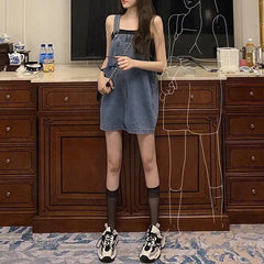 Aiertu Korean 2000s Fashion Denim Dresses for Large Women Plus Size Summer Casual Teen Strap Retro Jeans Loose Overall Dress Women Aiertu