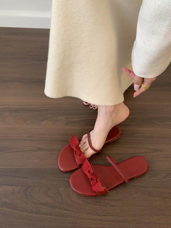Aiertu  Slippers Women Summer Shoes Butterfly-Knot Slides Shale Female Beach Soft Flat Sabot Silver Scandals Butterfly-knot Shoes Ladies Aiertu