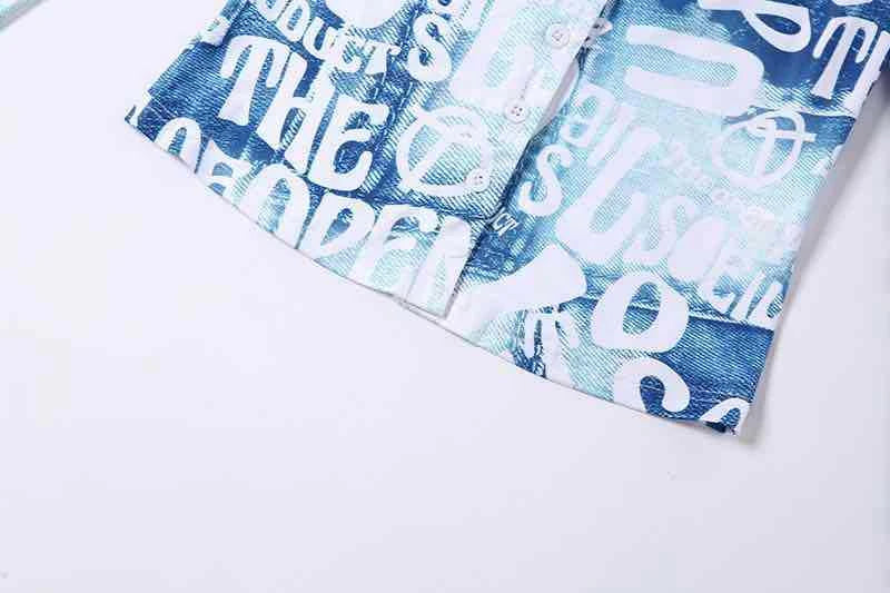 Aiertu  -  Letter Print Long Sleeve T Shirts Blue Sexy Women V Neck Black Autumn Summer Casual Crop Tops Fashion Aiertu