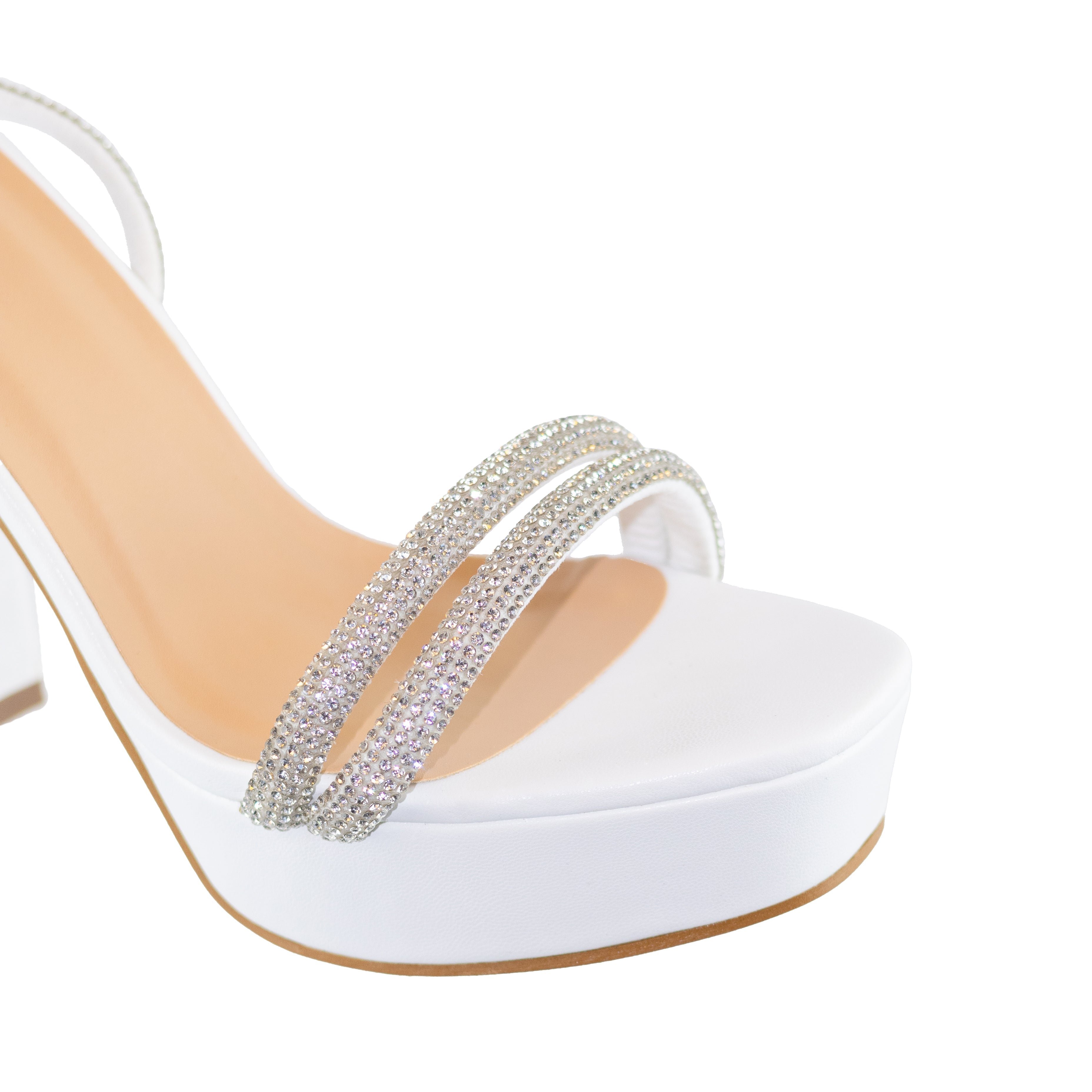Aiertu  Eleanor - Embellished Ankle Strap Platform Heels, Chunky Heel & Synthetic Material, Glamorous Party Footwear, Bold & Comfortable for Evening Events Aiertu