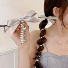 Aiertu Elegant Bowknot Telephone Wire Line Elastic Rubber Braided Fashion Hair Rope Hairband Women Girls Pongtaill Wedding Accessories Aiertu