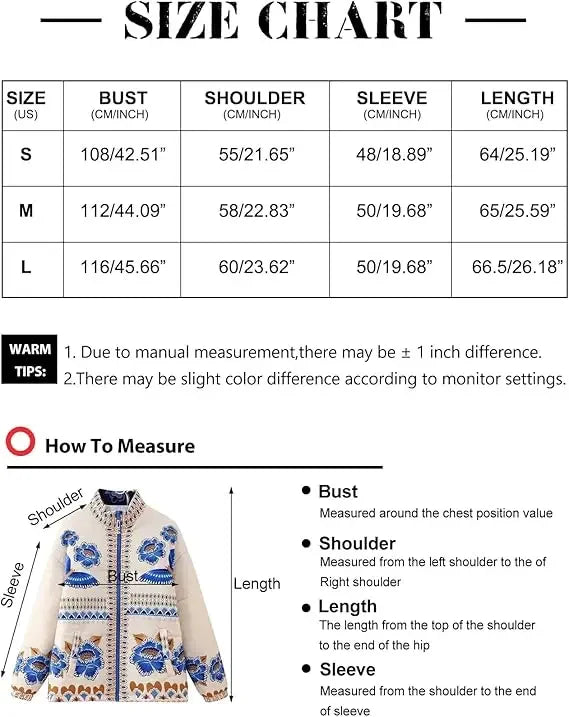 Aiertu  -  Coat Women Winter Jacket Floral Print Puffer Jacket Lightweight Oversized Long Sleeve Button Down Quilted Bomber Jacket Outwear Aiertu