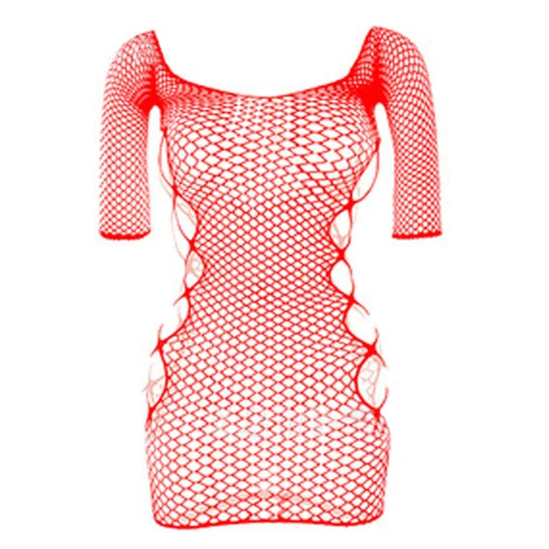 Aiertu Sexy Female Dress Sleepwear Long Sleeve Clothes Ladies Summer Fishnet Short Net Skirt Lingerie Women Aiertu