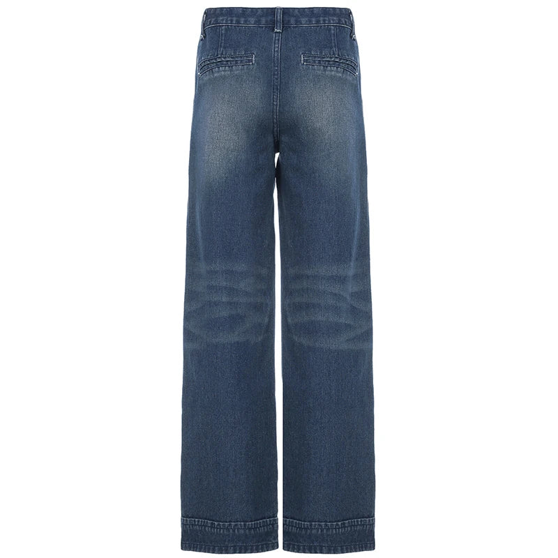 Aiertu  -  Y2K Women Basic Straight Jeans Vintage 2000s Fashion Casual Harajuku Denim Pants Streetwear Spring Outfits Ladies Aiertu