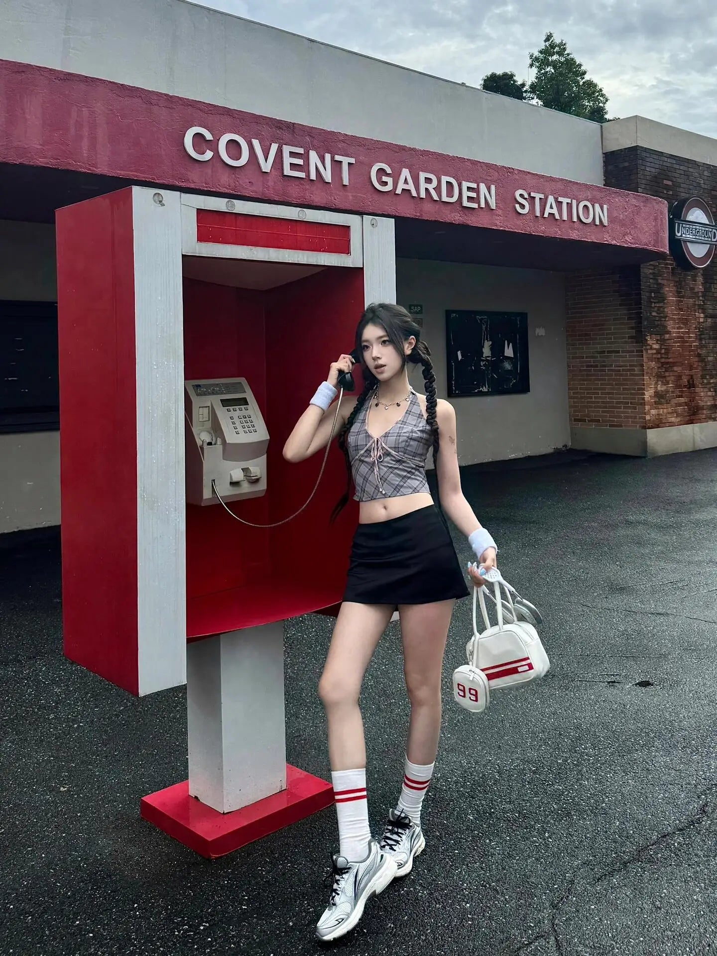 Aiertu  -  American Retro Grey Plaid Crop Top Women Streetwear V-neck Halter Y2k Tops Summer Sexy Fashion Backless Tank Top Clothes Aiertu