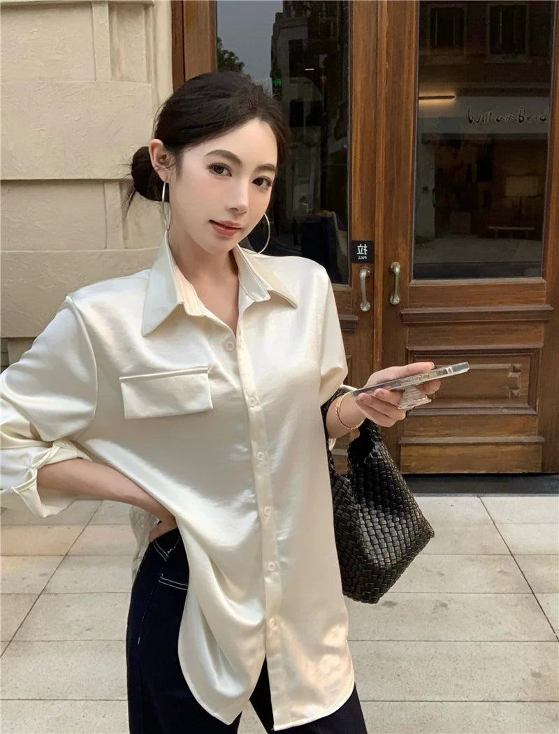 Aiertu  Elegant Shirts Women Vintage Sexy Lace Backless Bandage Blouses Summer Korean Hollow Out Long Sleeve Design Casual Tops Aiertu