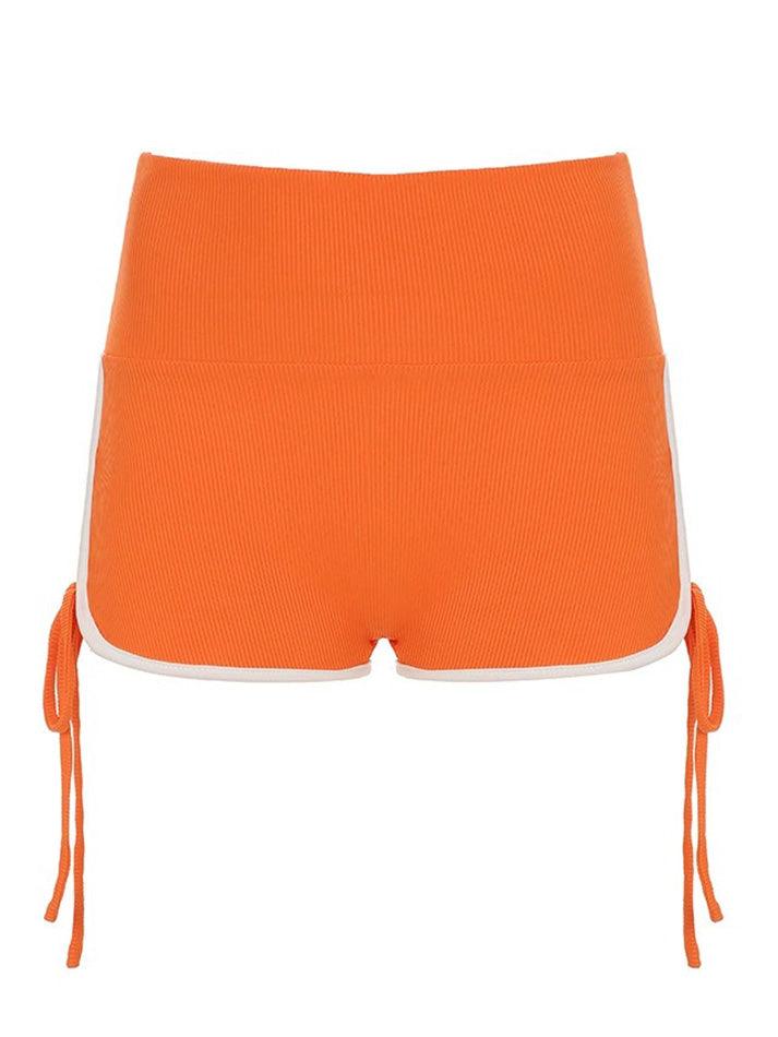Aiertu  -Contrast Bow High-Waist Sports Shorts aiertu