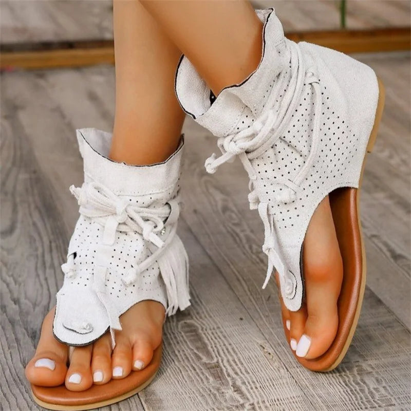 Aiertu  -  Summer Fashion Sexy Flat Casual Comfort Sandals Women's Round Toe Breathable Solid Color Slippers Daily Sandalias De Mujer Aiertu