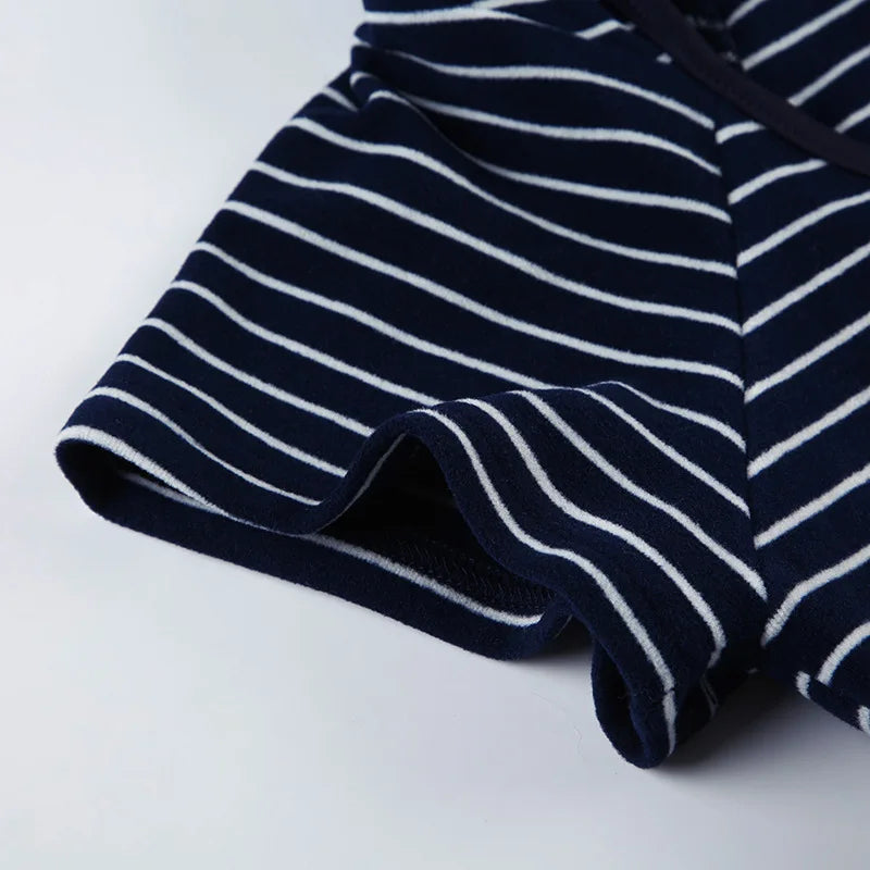 Aiertu  -  Striped T Shirts Woman Japanese 2000s Style Y2k Hooded Short Sleeve Summer Tops Shoujo Girl Aesthetic P67-BD18 Aiertu