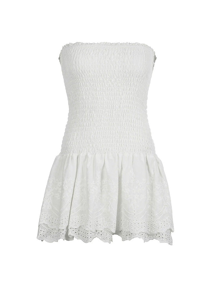 Aiertu  -Solid Jacquard Backless Mini Dress aiertu