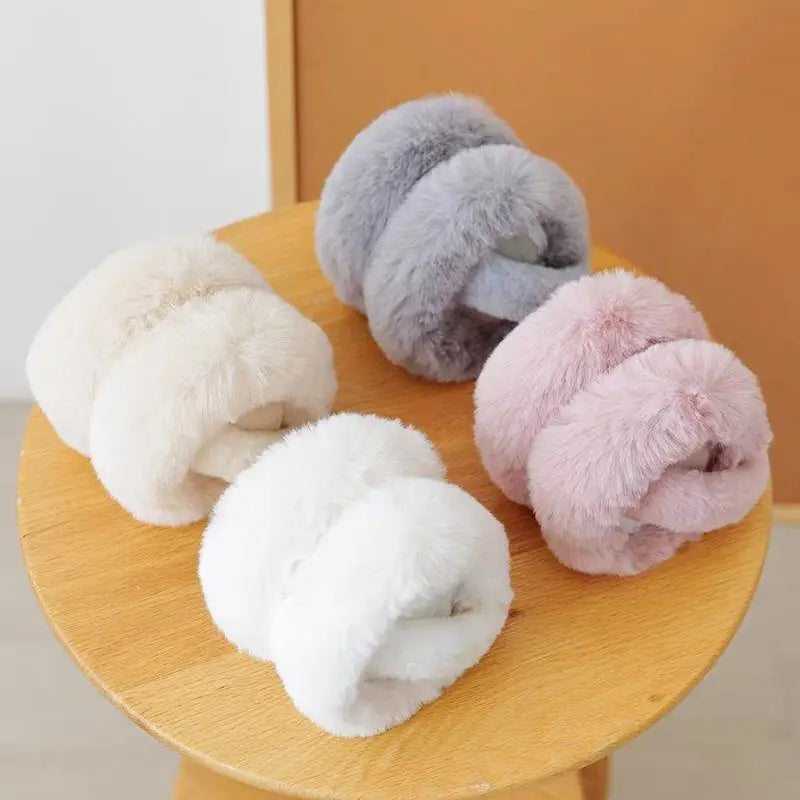 Aiertu  -  Solid Color Soft Plush Ear Warmer Winter Warm Earmuffs Fashion Ear Cover Outdoor Cold Protection Ear-Muffs Folding Earflap Aiertu