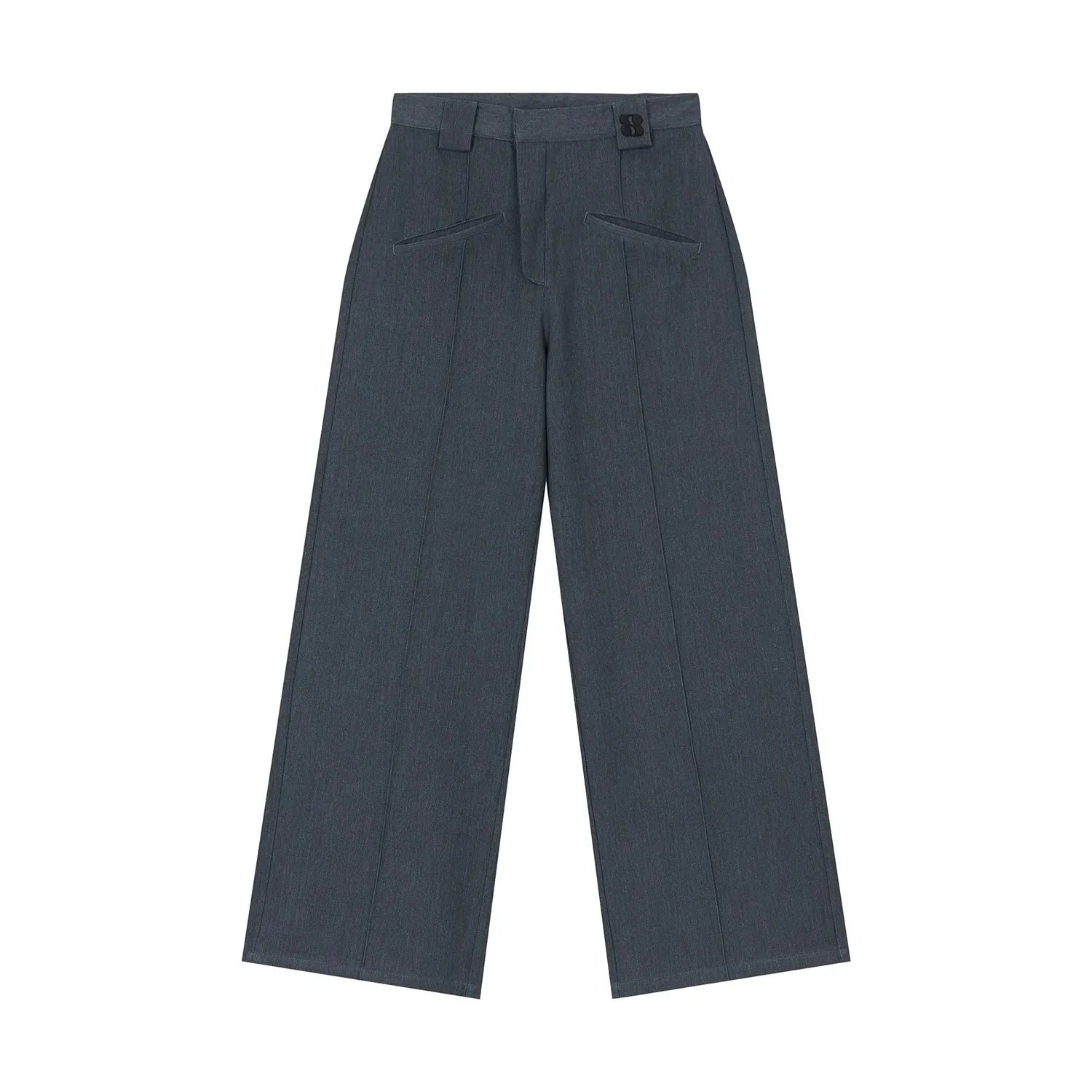 Aiertu  -  Business Women Pintuck High Rise Suit Pants Casual Straight Wide Leg Gray Solid Draped Long Trousers OL Female Clothes Aiertu