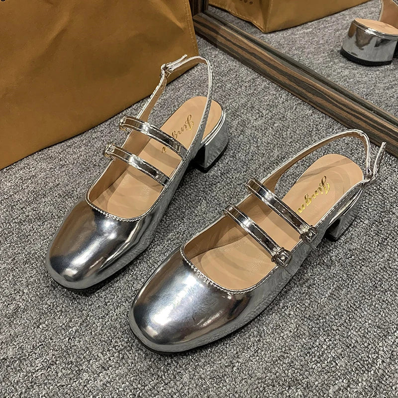 Aiertu  -  New Summer Fashion Comfortable Square Toe Light Mouth Double Buckle Single Shoes Solid Color Empty Back Toe Sandals for Women Aiertu