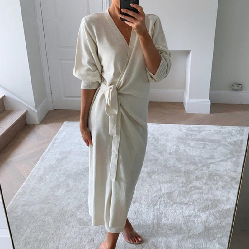 Aiertu - Women Long Knitted Sweater Dress Autumn Aiertu