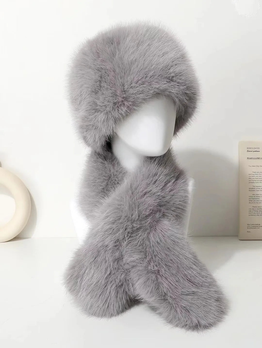 Aiertu  -  3-piece Set of Imitation Fox Fur Headband Hats for Winter Warm Earmuffs for Girls Natural Fluffy Plush Hats Aiertu