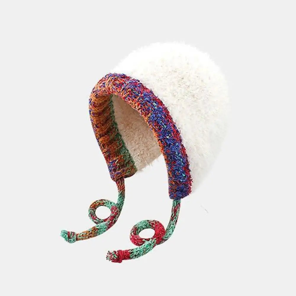 Aiertu  -  Plush Knitted Hat For Women New Autumn And Winter Thickened Warmth And Cold Resistant Woolen Hat Big Headed Cap Balaclava Hat Aiertu