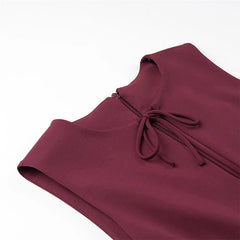 Aiertu  -  2025 Women Bow Lace Up O Neck Elegant Mini Dresses Fashion A-line Slim Office Lady Sleeveless Dresses Female Vestidos Aiertu