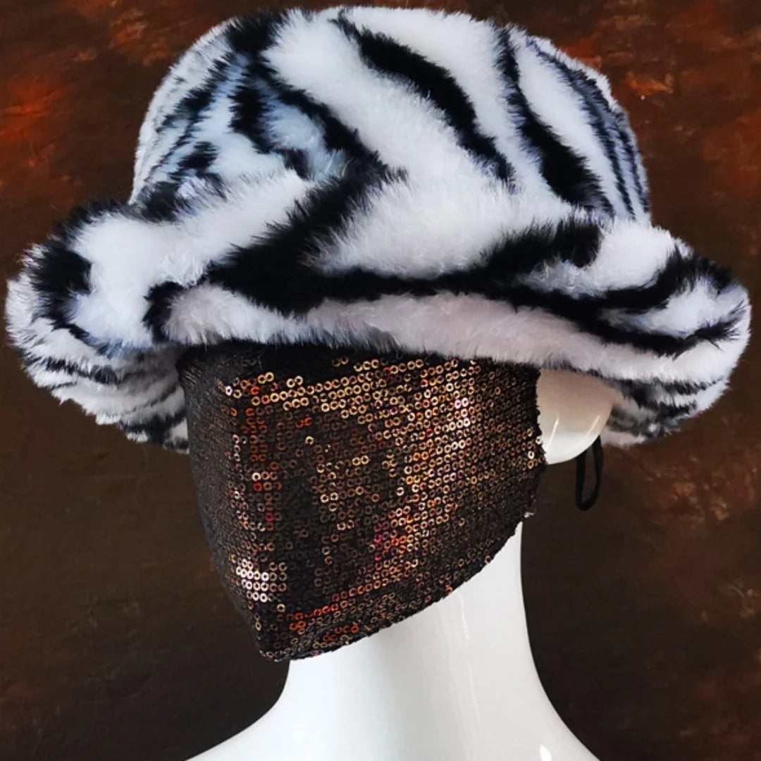 Aiertu  -  Winter 58-60cm XL Faux Fur Bucket Hat For Women Outdoor Warm Luxury Oversize Fisherman Hat Girl Trendy Party Long Fur Panama Cap Aiertu