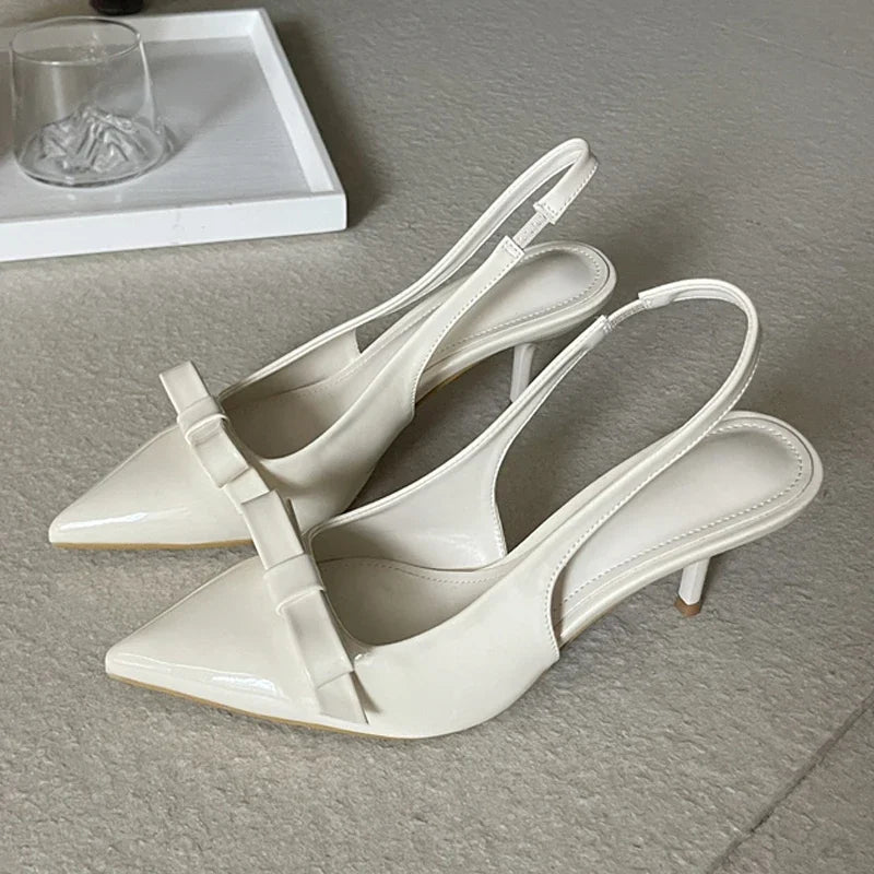 Aiertu  -  New Design Slingbacks Butterfly-knot Women Pumps Sexy Pointed Toe Thin Heels Stripper Party Shoes Large Size 35-43 Aiertu