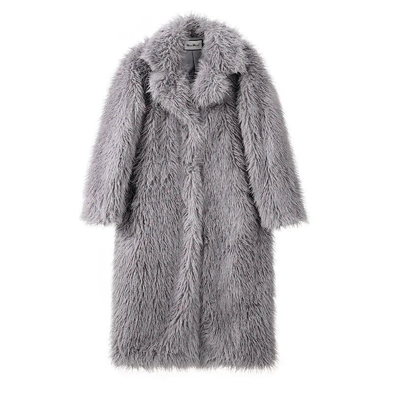 Aiertu  -  casual winter outfits Extra Long Luxury Lamb Fur Teddy Coat Women 2024 Winter Ladies Mob Wife Style Oversized Chunky Faux Fur Jacket Overcoat Aiertu