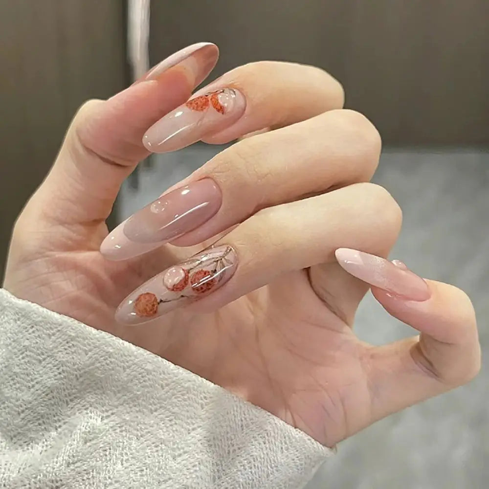 Aiertu  -  30PCS Fashion Glitter False Nail French Long Almond Fake Nail Press on Nails Full Cover Nail Tips for Women Girl Nail Art Aiertu