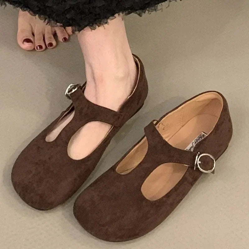 Aiertu  -  Autumn Women Flats Fashion Round Toe Slip On Ladies Elegant Mary Jane Shoes Soft Flat Heel Outdoor Dress Ballerin Shoes New Shoe Aiertu