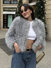 PICSGIRL  -  layered look inspo Faux Fur Jackets Women Casual Loose Warm Soft Cardigan Coats Female Winter Fashion Solid Long Sleeves Outwears Lady Aiertu