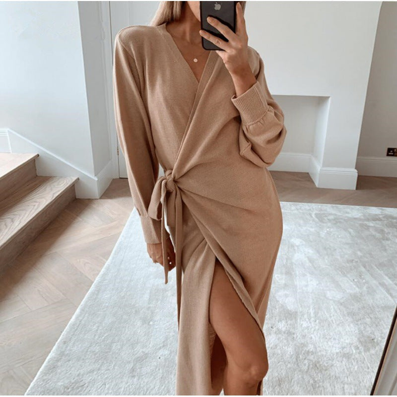 Aiertu - Women Long Knitted Sweater Dress Autumn Aiertu