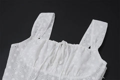 Aiertu  -  Summer New White Lace Patchwork Maxi Dress for Women Sexy Square Collar Sleeveless Holidays Party Dressers Club Outfits 2025 Aiertu