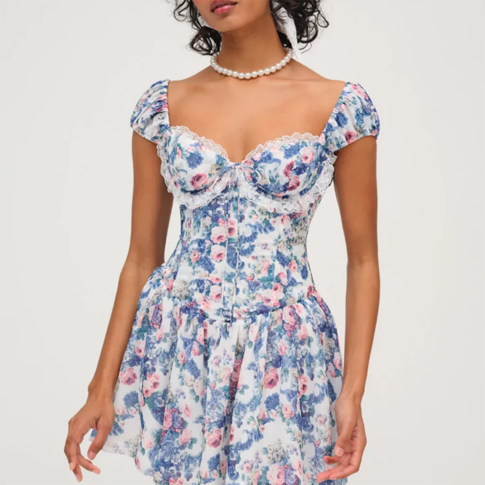 Aiertu  -  Hit Color Slimming Dresses for Women Square Neck Sleeveless High Waist Temperament Dress Female Style Aiertu