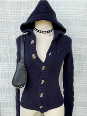 Aiertu  -  Korean Vintage Warm Knitted Autumn Winter Sweaters Simple High End Office Lady Punk Harajuku Cardigan Y2k 2000s Punk Jumper Aiertu