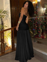 Aiertu  -  Women White Patchwork A-line Evening Dress 90s Vintage Off Shoulder Long Dresses Y2k Elegant One Piece Frocks 2000s Emo Clothes Aiertu
