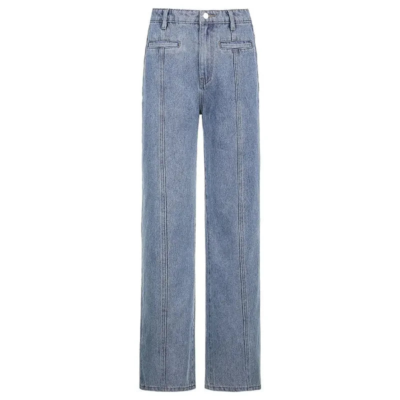 Aiertu  -  Retro Five Pointed Star Straight Women Jeans European and American Style Design Slim Fit Leg Length All Match Pants Aiertu