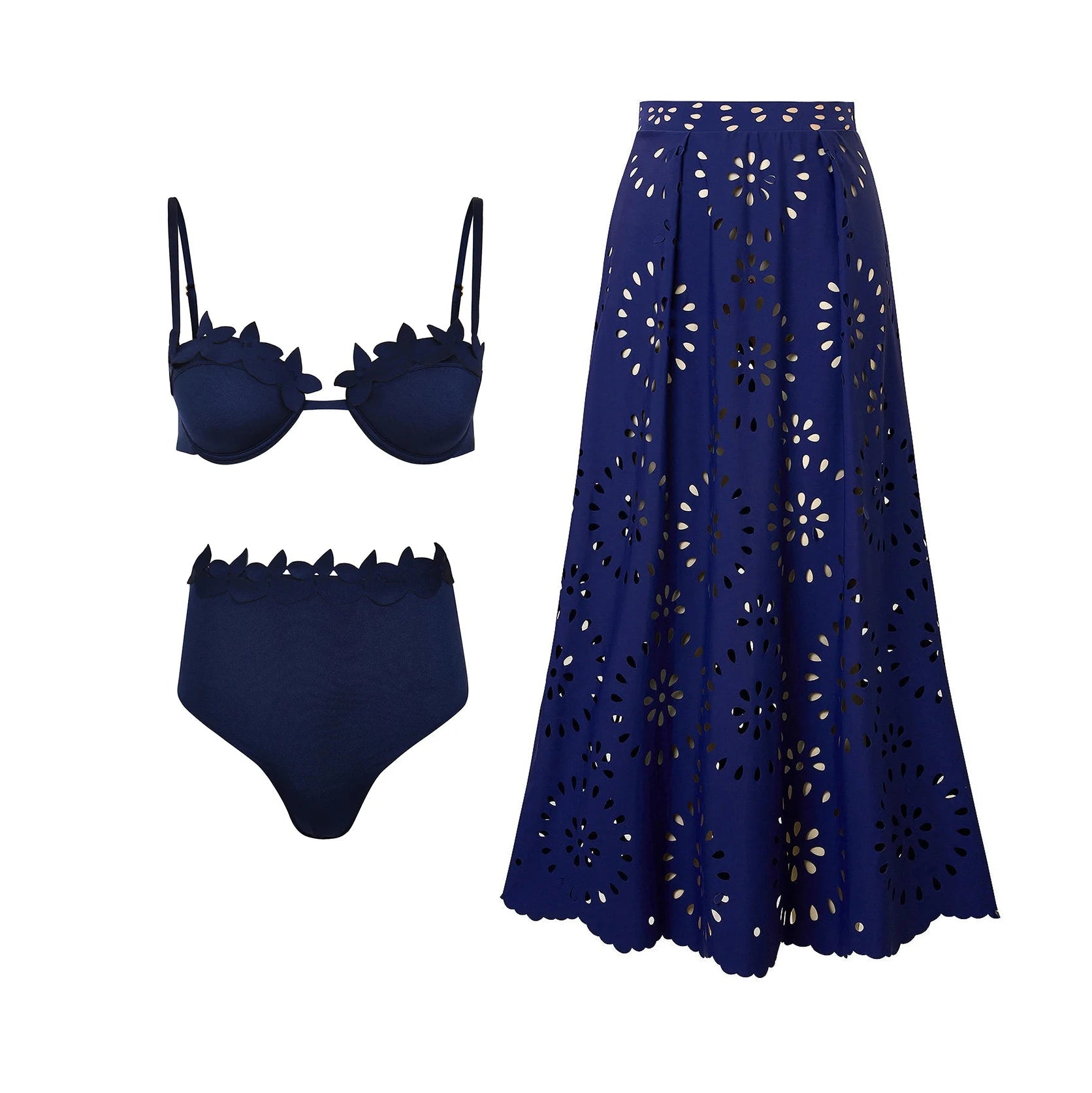Aiertu  -   3Pcs Laser Cut Swimsuit Women Sexy Bikinis Push Up Bikini Set High Waisted Biquini Female Hollow Swimwear Bathing Suit Beachwear Aiertu