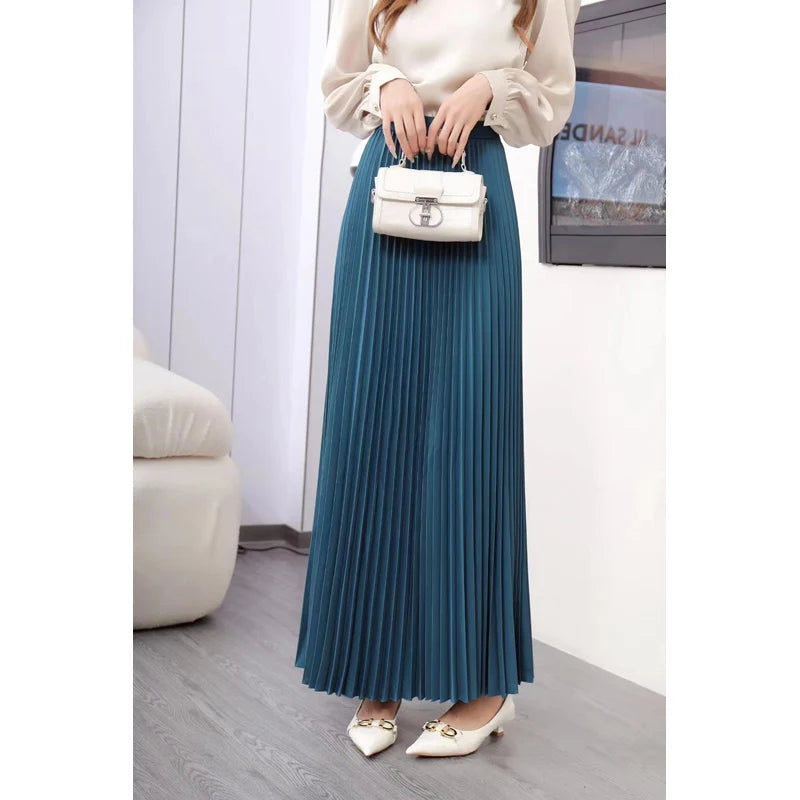Aiertu Brand Spring Clothes Women Autumn Fashion Casual Office Lady Pleated Skirt Women New Hight Waist Solid Long Skirt Aiertu