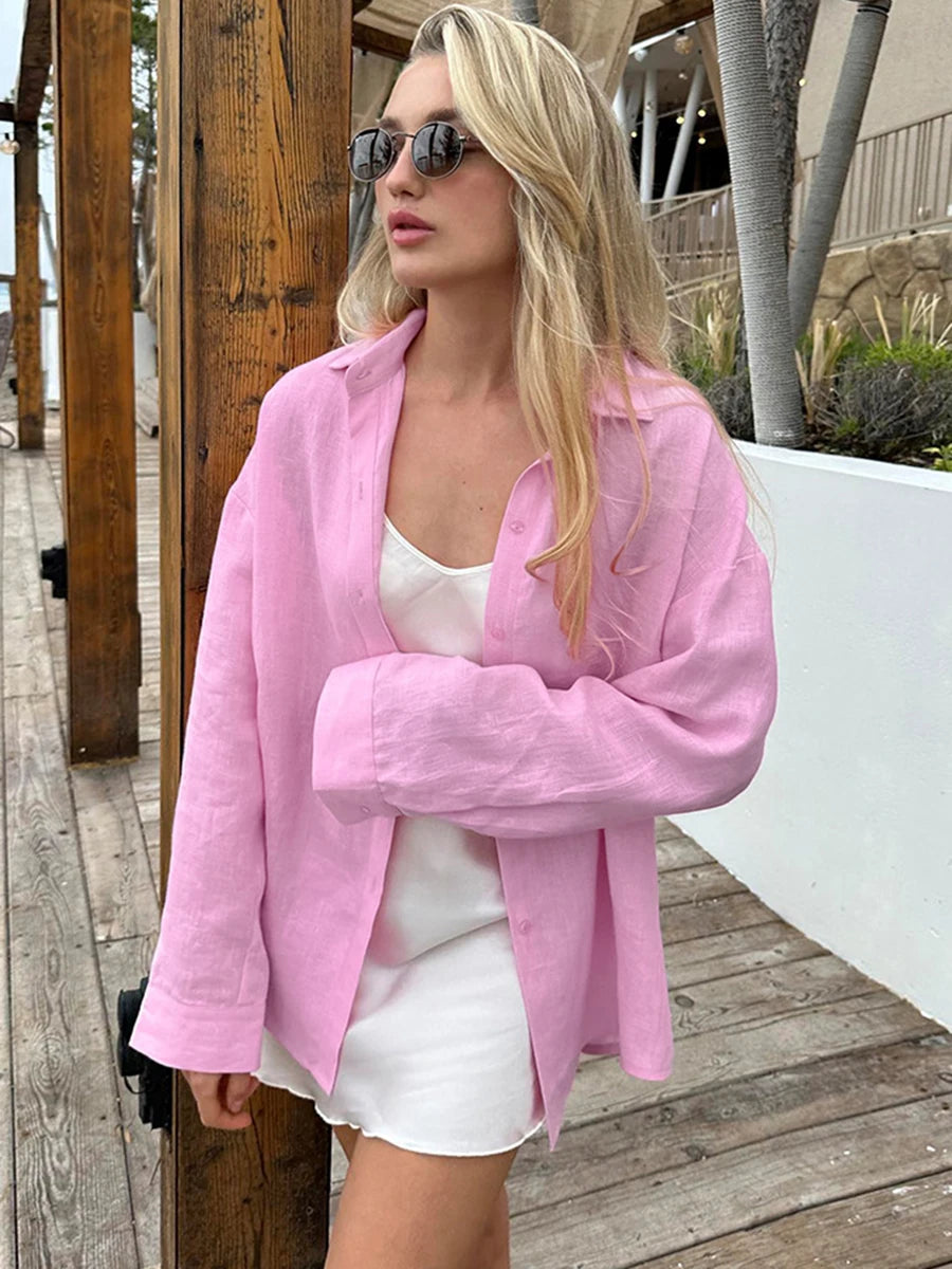 Aiertu  -  Casual Solid Color Blouses Autumn New Women Single Breasted Long Sleeve Shirts Female Simple Fashion Turndown Collar Blouse 2026 Aiertu