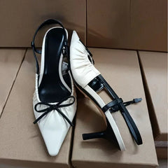 Aiertu  -  Designer Party Women's High Heels Shoes Pointed Toe Dress Elegant Slingbacks 2025 Spring New Soft Leather Ladies Office Pumps Aiertu