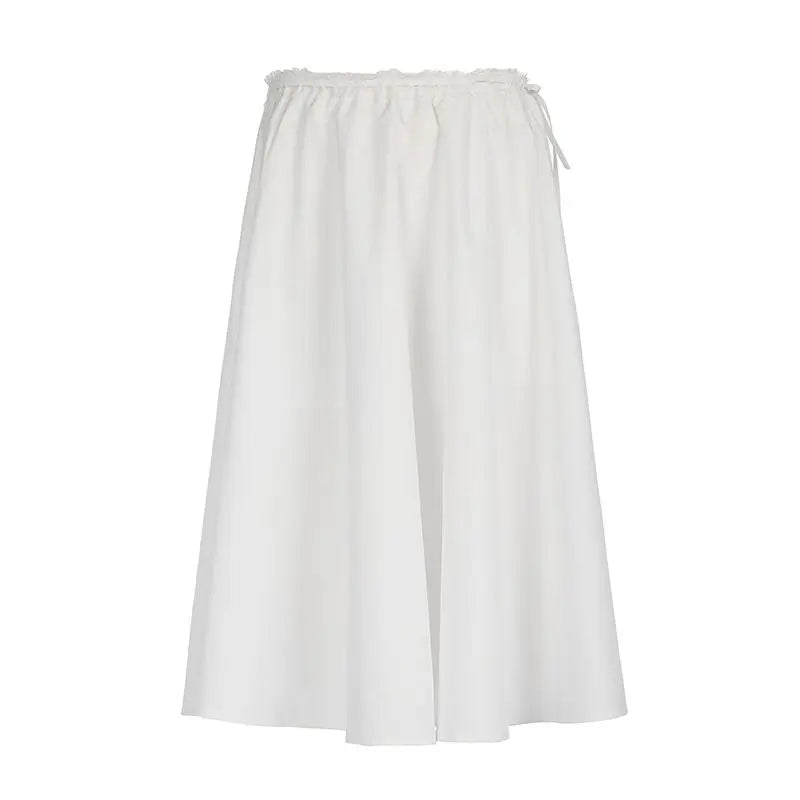 Aiertu  -  Skirt Lace-Up French Style Fairy Solid Color Women'S Loose Long Skirt That Covers The Flesh And Looks Slimming Leisure Skirt Aiertu