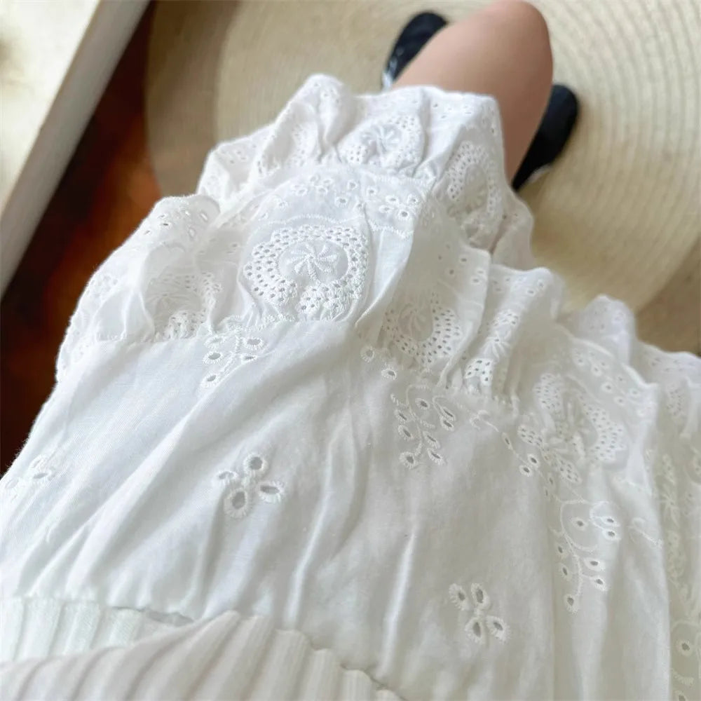 Aiertu  -  Summer Korean fashion mini skirts kawaii vintage clothes cute white lace skirts for woman high waist ruffle skirts embroideryed Aiertu