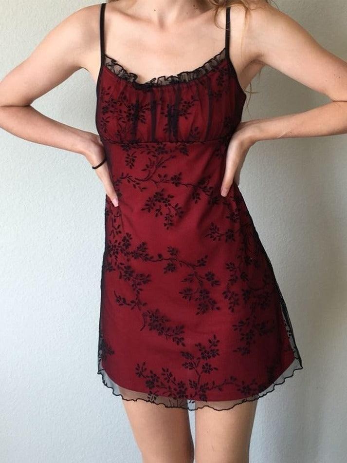 Aiertu  -  Floral Mesh Paneled Mini Dress Aiertu