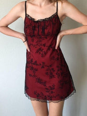 Aiertu  -  Floral Mesh Paneled Mini Dress Aiertu