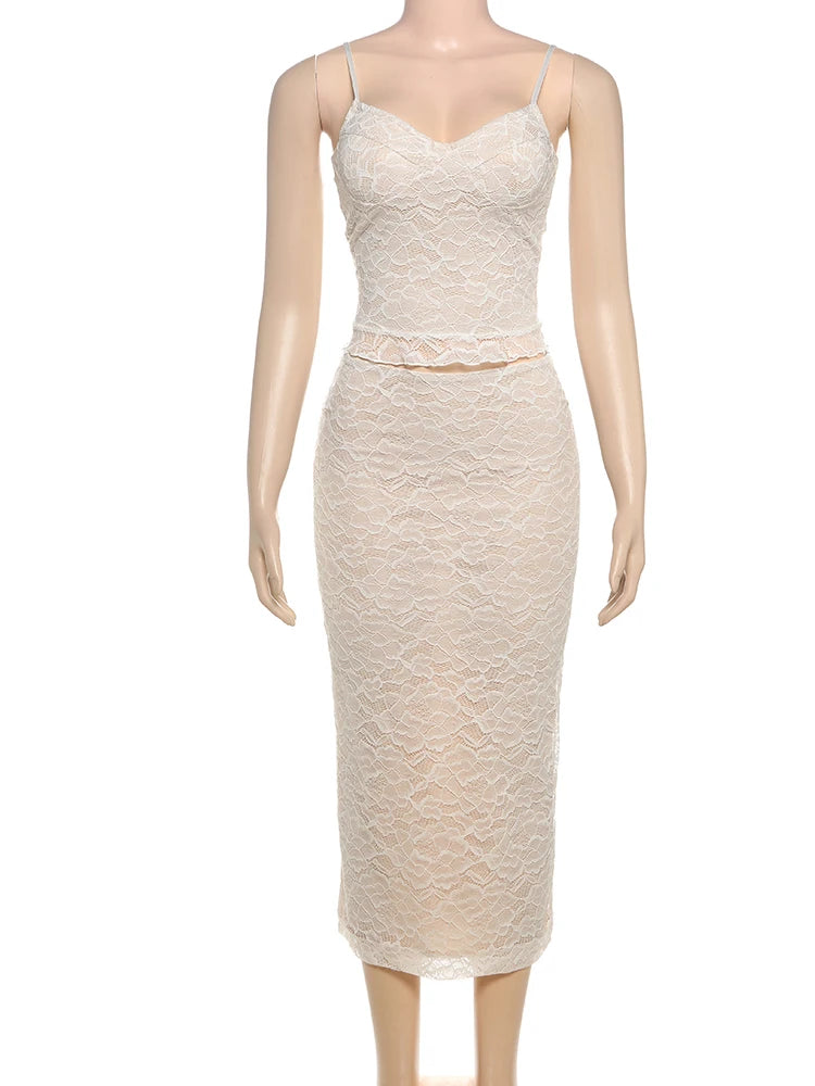 Aiertu  Summer Sexy Jacquard 2 Piece Set Women Double Deck Adjustable Strap Camisole+Peach Hip Skirts Matching Simple Clubwear Aiertu