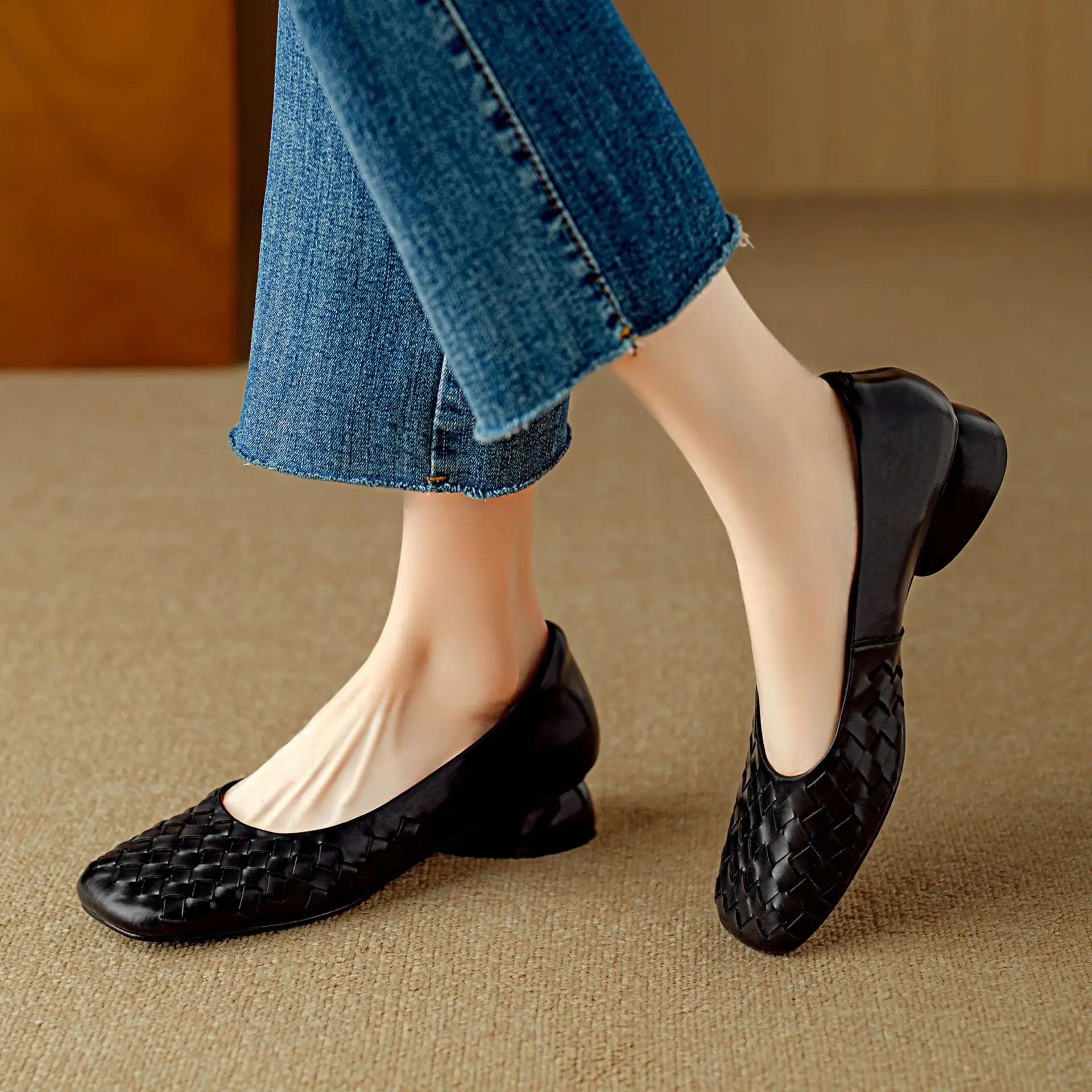 Aiertu  -  Woman Fashion Heeled Sandals Summer Dress Shallow Shoes Weave Retro Women Shoes 2025 New Designer Trend Walking Zapatos De Mujer Aiertu