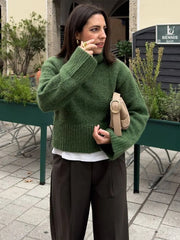 Aiertu  -  Cropped Pullovers Women Sweater Knit Loose Turtleneck  Long Sleeve Female Knitted Top Autumn Winter Fashion Lady Outwear Aiertu