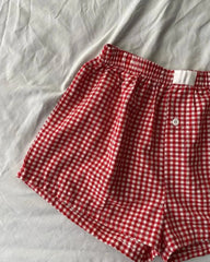 Aiertu  -  Harajuku Leisure Home Two Piece Sets Women Outfits Red Checkered Striped Pattern Y2k Summer Clothing for Women Camisole Shorts Aiertu