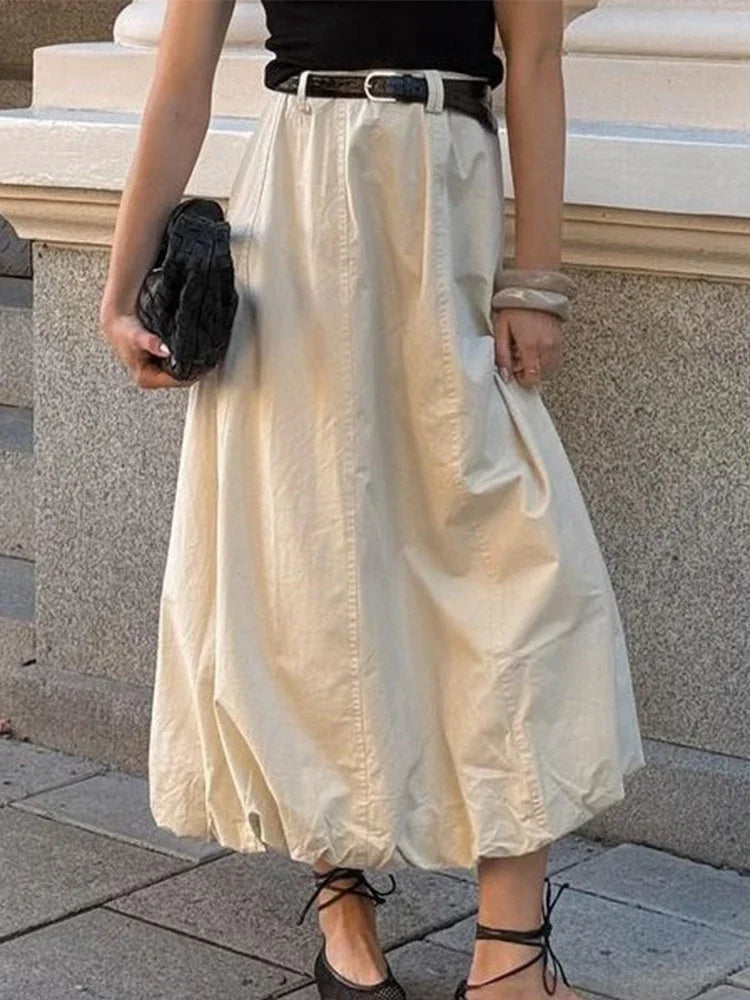 Aiertu  -  Vintage Casual Skirts For Women's Winter High Waist Casual Loose Long Skirt Female Party Solid Street Basic Skirts Aiertu