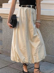 Aiertu  -  Vintage Casual Skirts For Women's Winter High Waist Casual Loose Long Skirt Female Party Solid Street Basic Skirts Aiertu