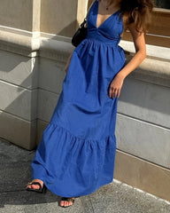 Aiertu  -  2025 New Blue Casual Long Dress Women Sexy V Neck Sleeveless Backless Maxi Dresses Summer Elegant Fashion Female A-line Vestidos Aiertu