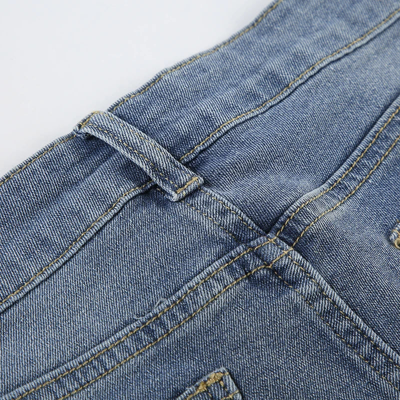 Aiertu  -  y2k Rhinestone Denim Shorts Summer Casual Low Rise Skinny Short Jeans for Women Streetwear All-match Shorts Harajuku 90s Aiertu